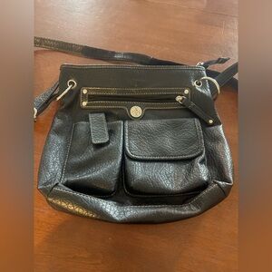 Amazon Black Crossbody Bag with Silver Accents